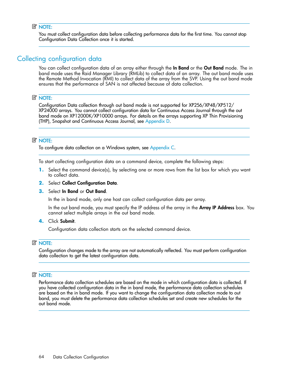 Collecting configuration data | HP XP Performance Advisor Software User Manual | Page 64 / 159