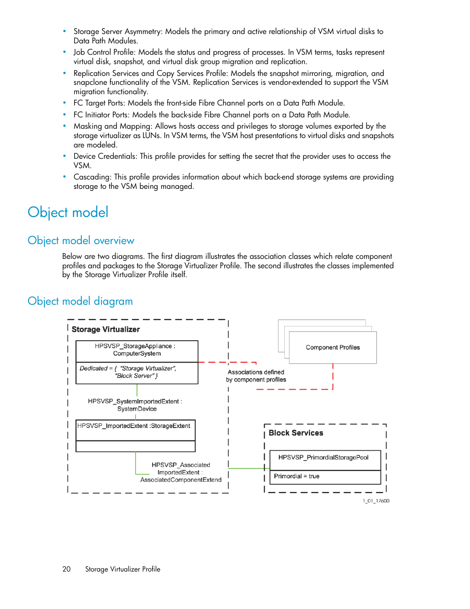 Object model, Object model overview, Object model diagram | 20 object model diagram | HP SAN Virtualization Services Platform User Manual | Page 20 / 324