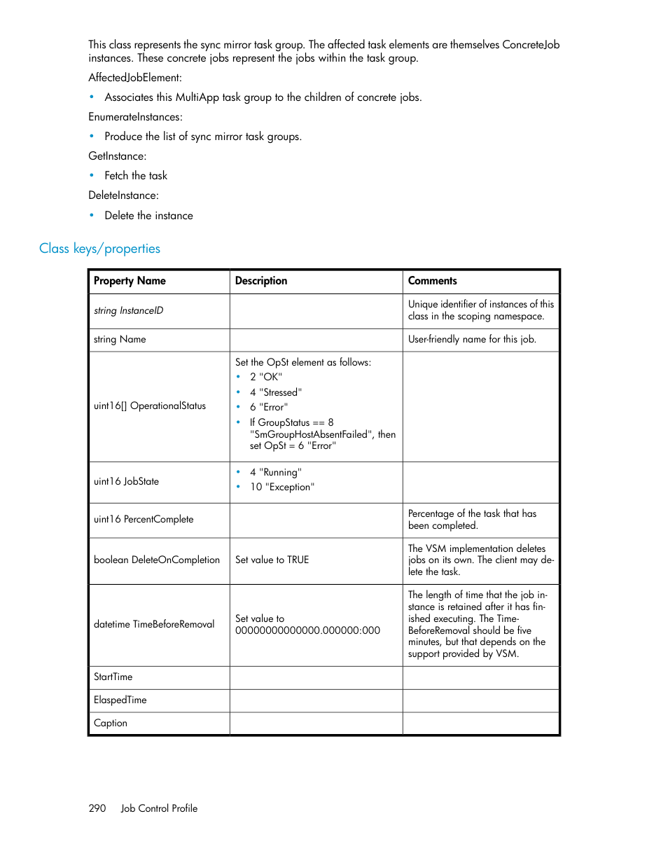 Class keys/properties | HP SAN Virtualization Services Platform User Manual | Page 290 / 324