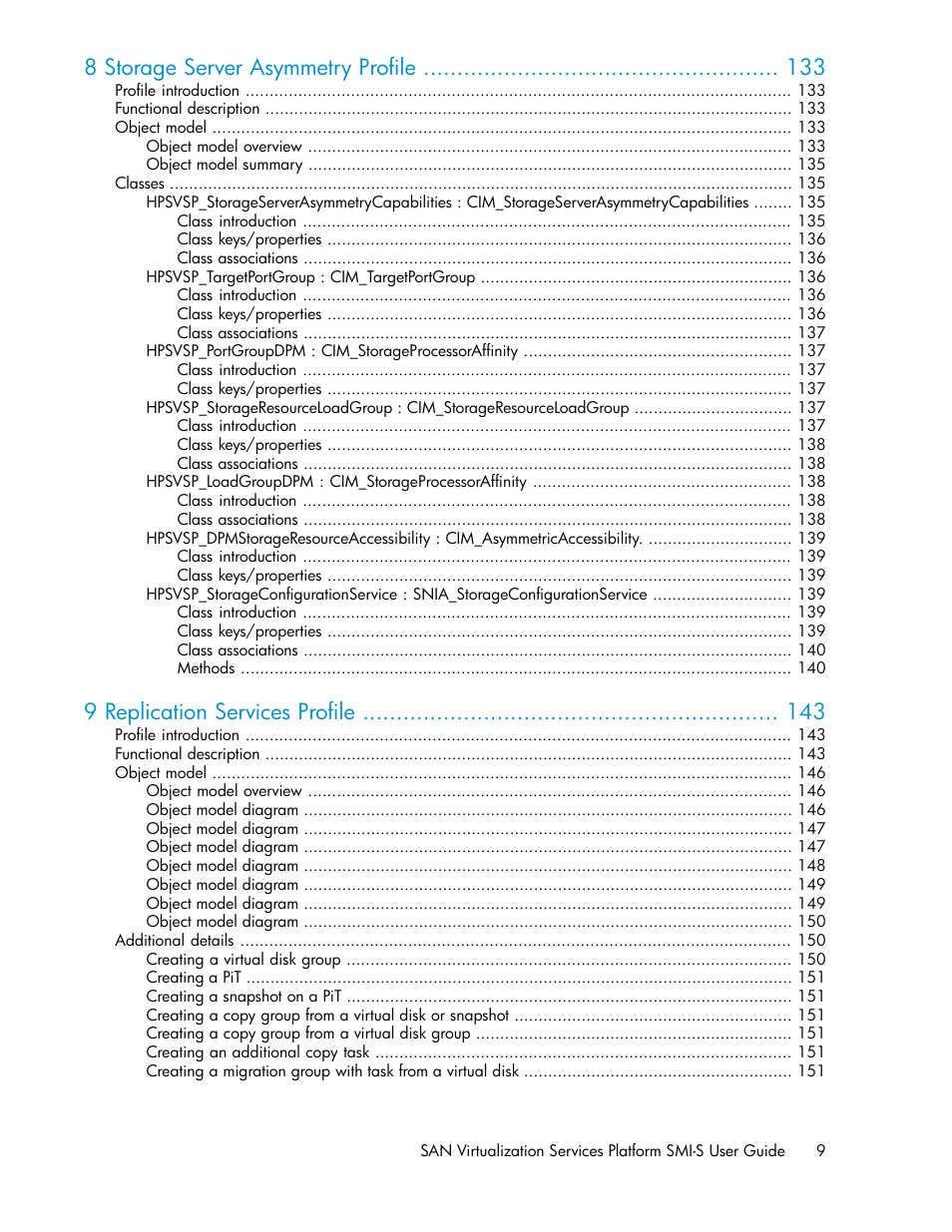 8 storage server asymmetry profile, 9 replication services profile | HP SAN Virtualization Services Platform User Manual | Page 9 / 324