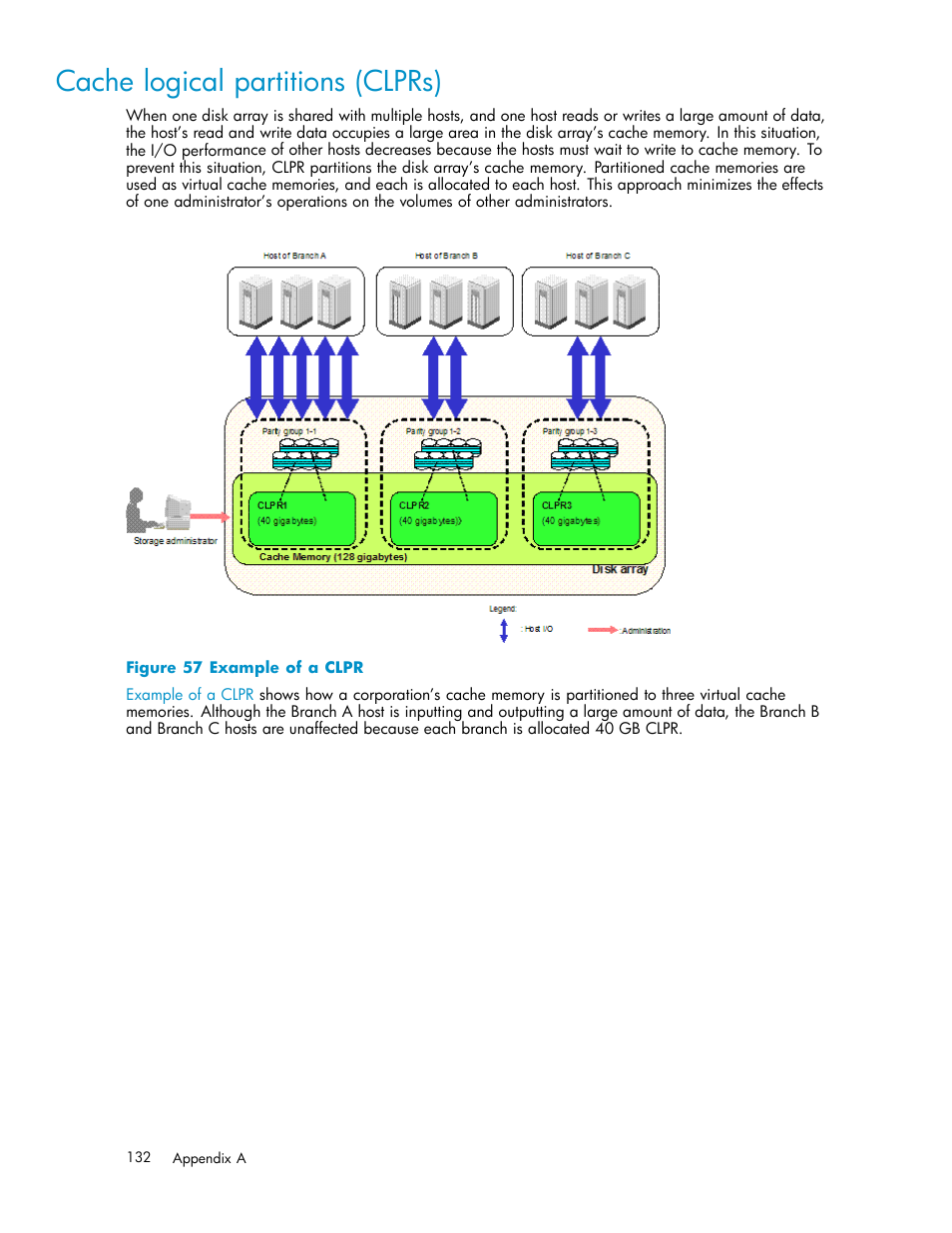 Cache logical partitions (clprs), Example of a clpr | HP XP Performance Advisor Software User Manual | Page 132 / 165