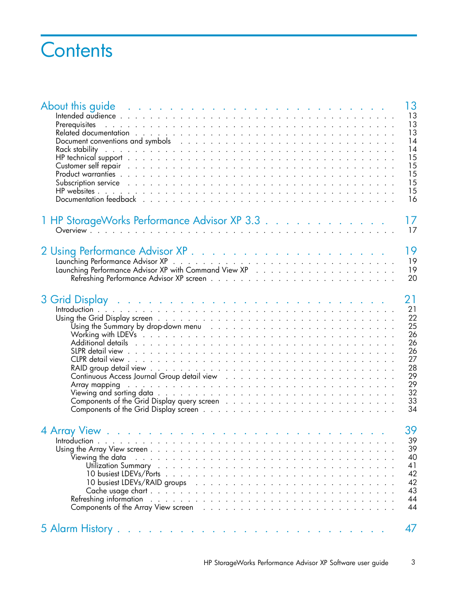 HP XP Performance Advisor Software User Manual | Page 3 / 165