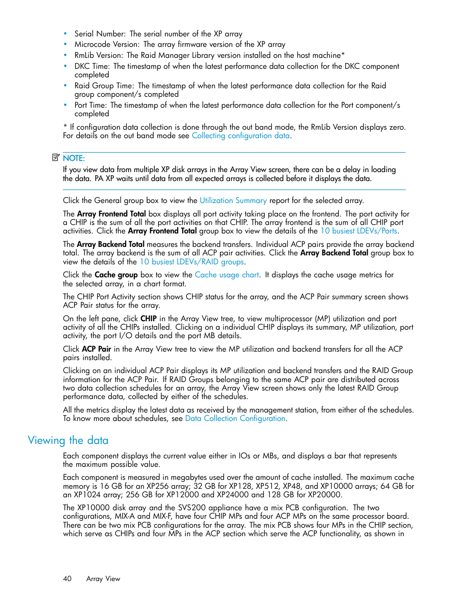 Viewing the data | HP XP Performance Advisor Software User Manual | Page 40 / 165