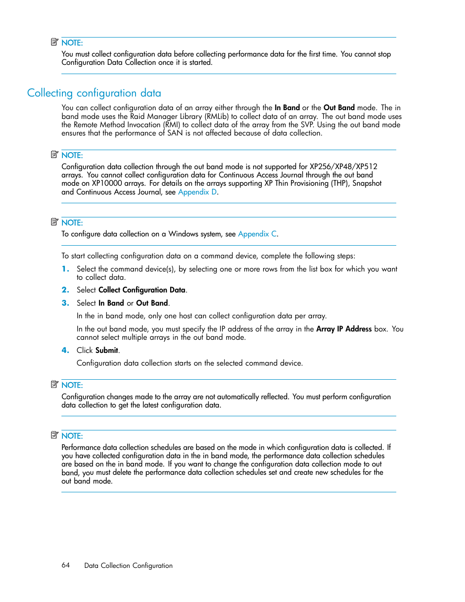 Collecting configuration data | HP XP Performance Advisor Software User Manual | Page 64 / 165