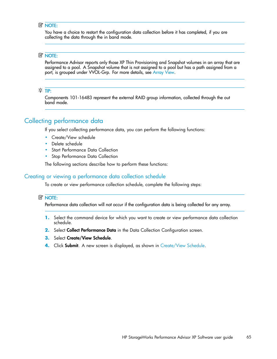 Collecting performance data | HP XP Performance Advisor Software User Manual | Page 65 / 165