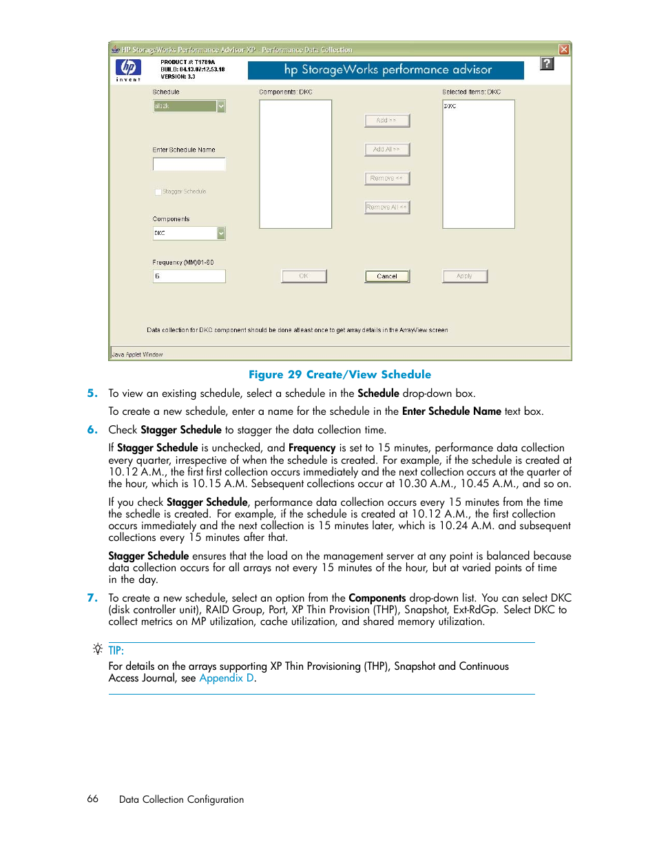 Create/view schedule | HP XP Performance Advisor Software User Manual | Page 66 / 165