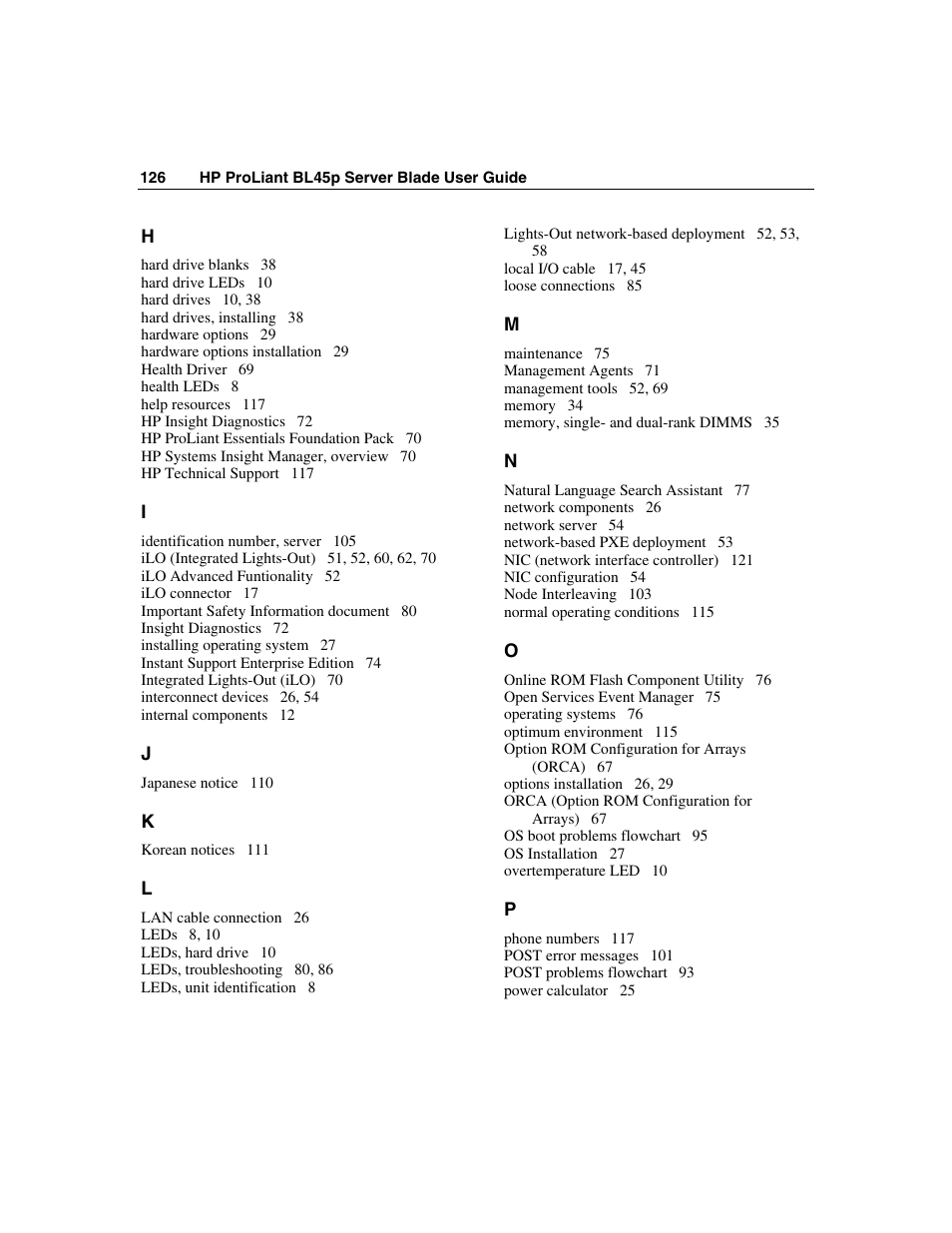 HP ProLiant BL45p Server series User Manual | Page 126 / 128