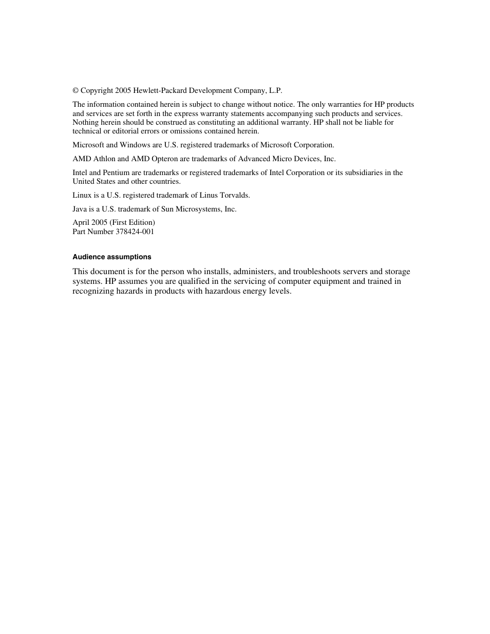 Notice | HP ProLiant BL45p Server series User Manual | Page 2 / 128