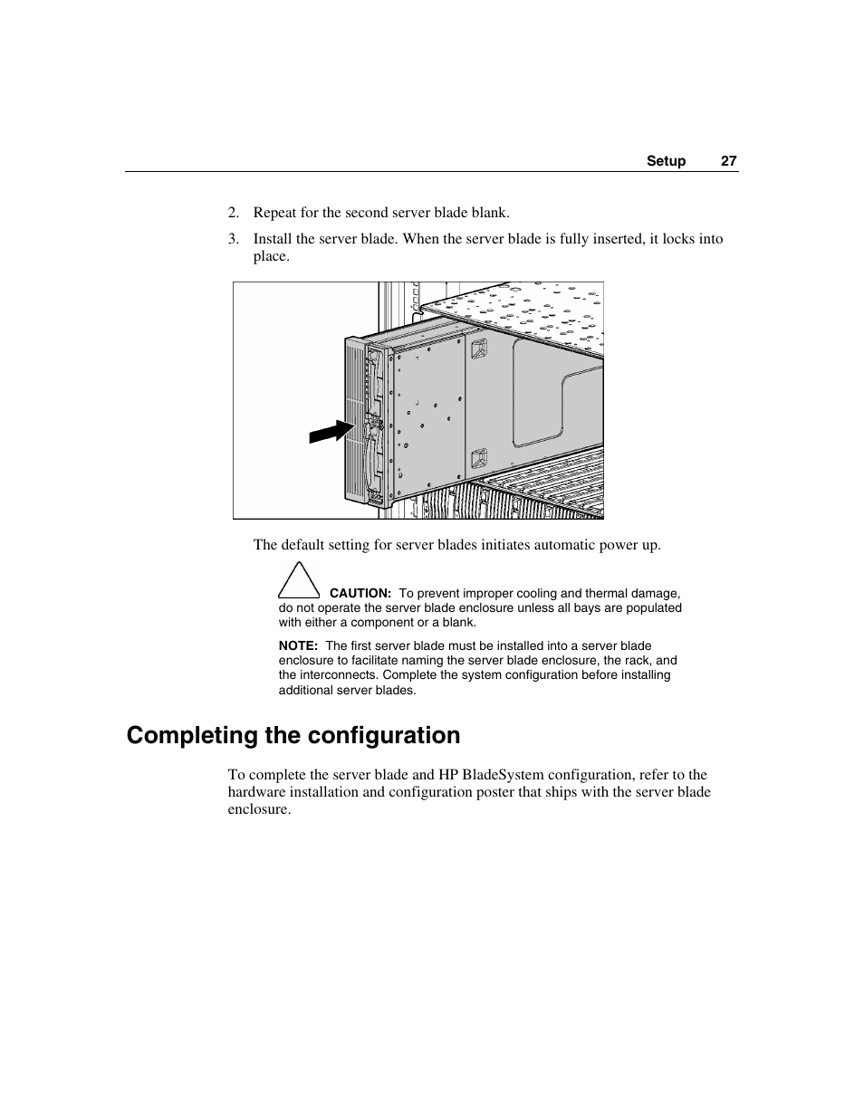 Completing the configuration | HP ProLiant BL45p Server series User Manual | Page 27 / 128