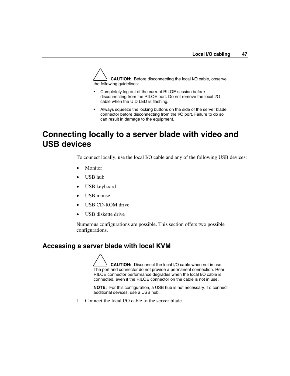 Accessing a server blade with local kvm | HP ProLiant BL45p Server series User Manual | Page 47 / 128