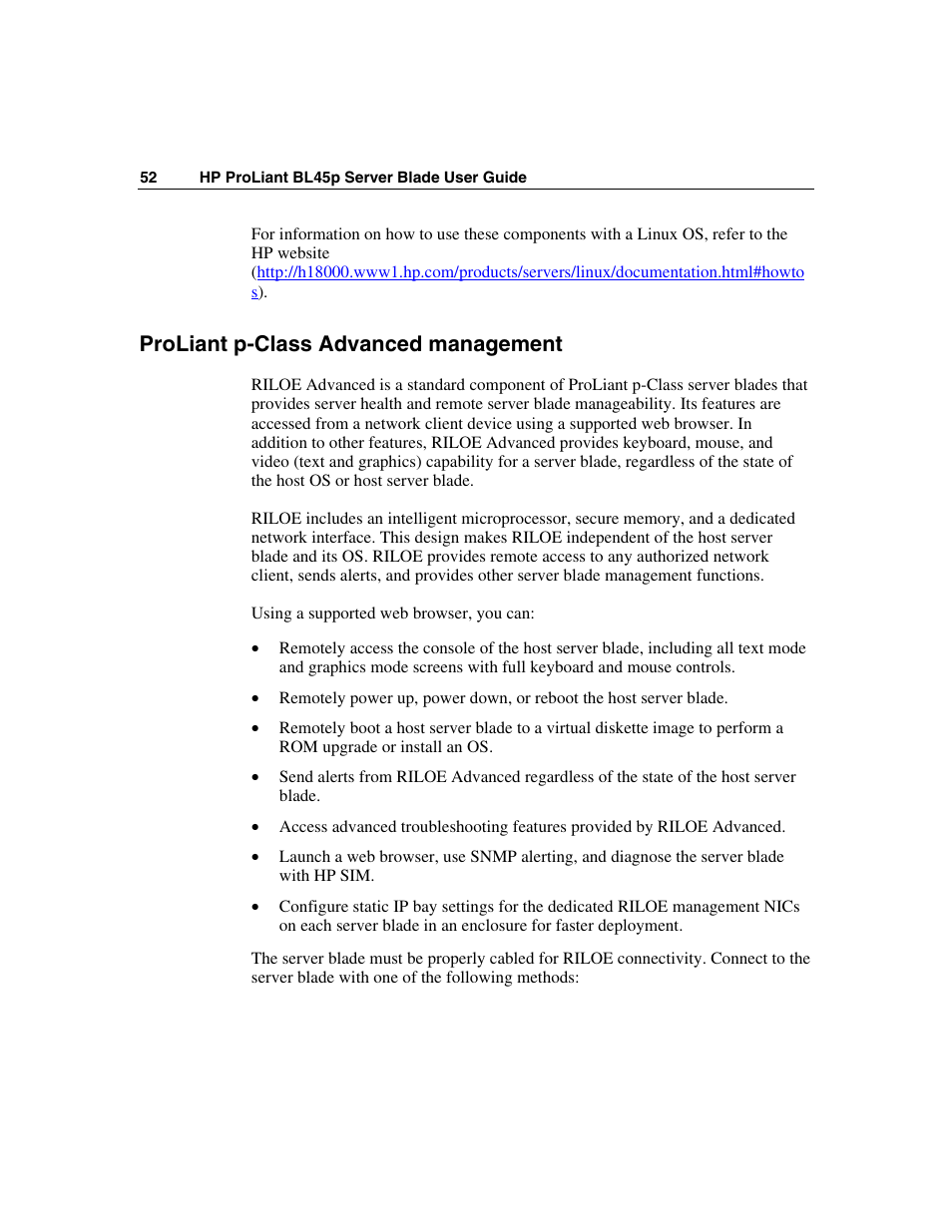 Proliant p-class advanced management | HP ProLiant BL45p Server series User Manual | Page 52 / 128