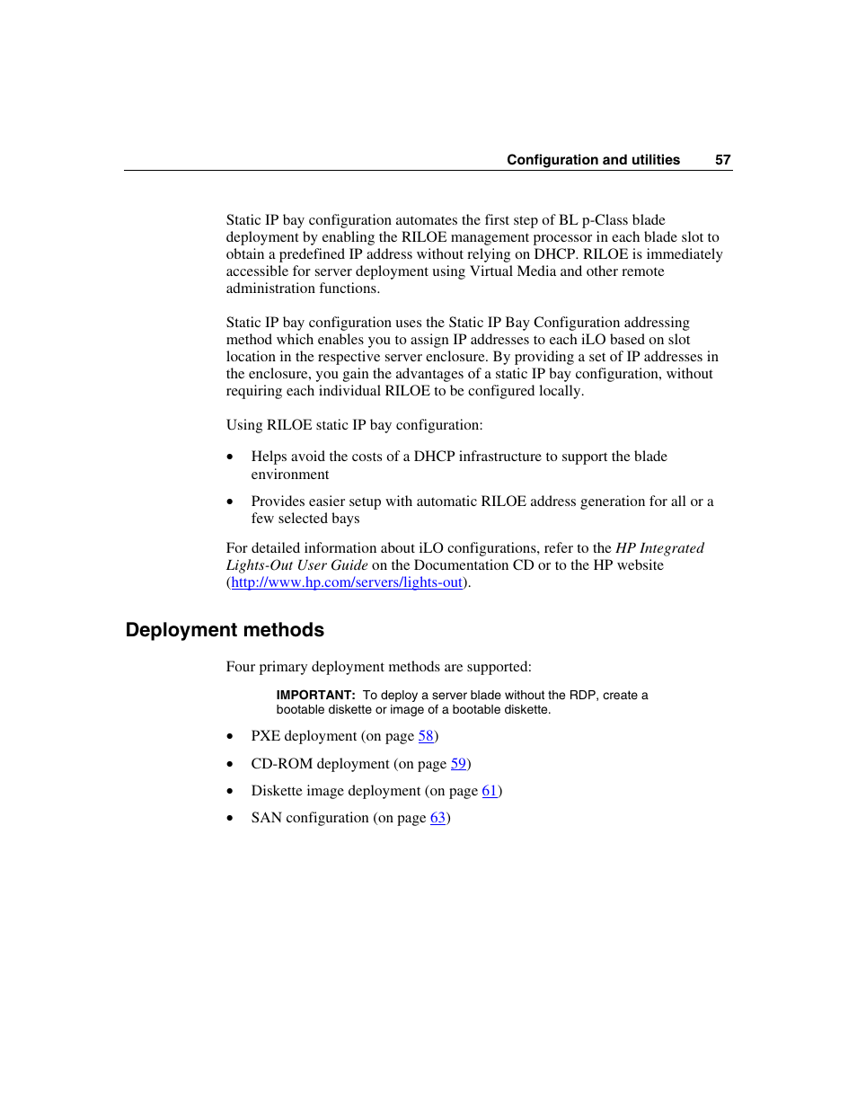 Deployment methods | HP ProLiant BL45p Server series User Manual | Page 57 / 128