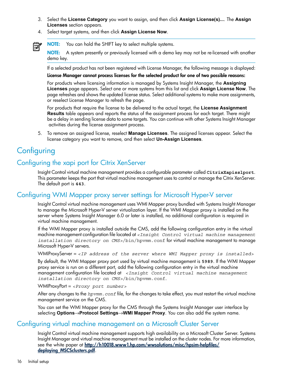 Configuring, Configuring the xapi port for citrix xenserver | HP Insight Control Software for Linux User Manual | Page 16 / 59