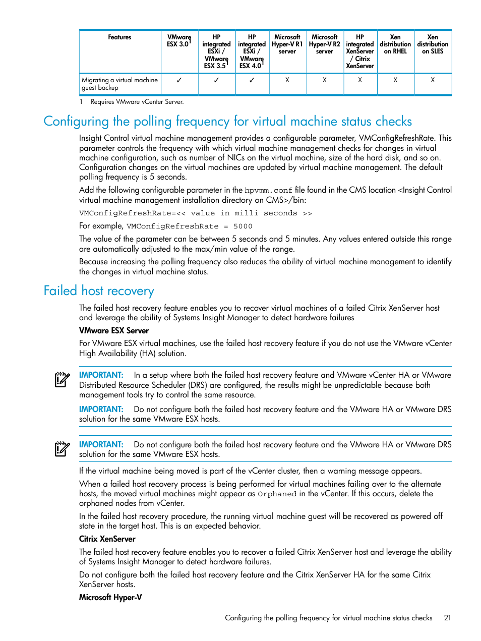 Failed host recovery | HP Insight Control Software for Linux User Manual | Page 21 / 59