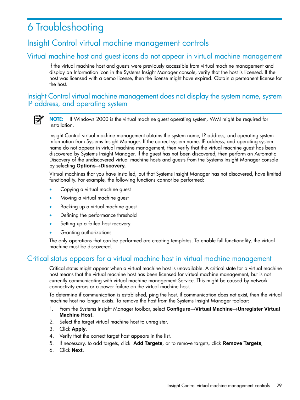 6 troubleshooting | HP Insight Control Software for Linux User Manual | Page 29 / 59