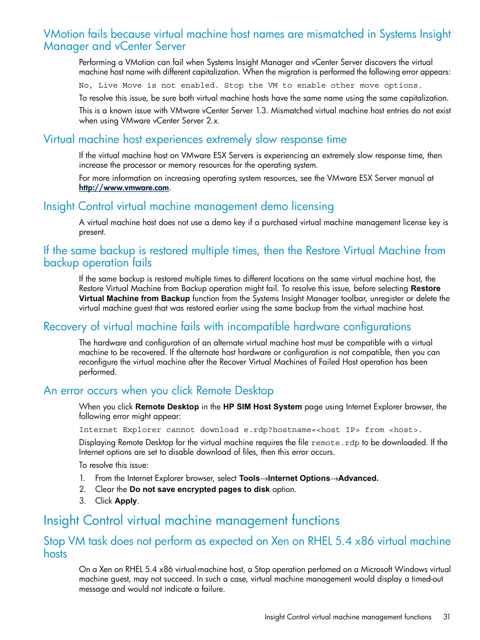 An error occurs when you click remote desktop | HP Insight Control Software for Linux User Manual | Page 31 / 59