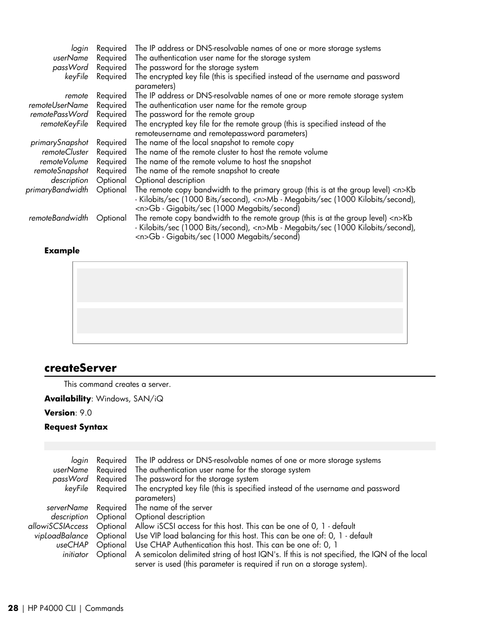 Createserver | HP StoreVirtual VSA Software User Manual | Page 28 / 80