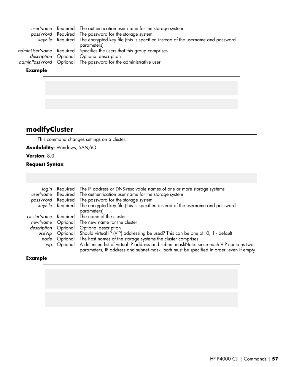 Modifycluster | HP StoreVirtual VSA Software User Manual | Page 57 / 80