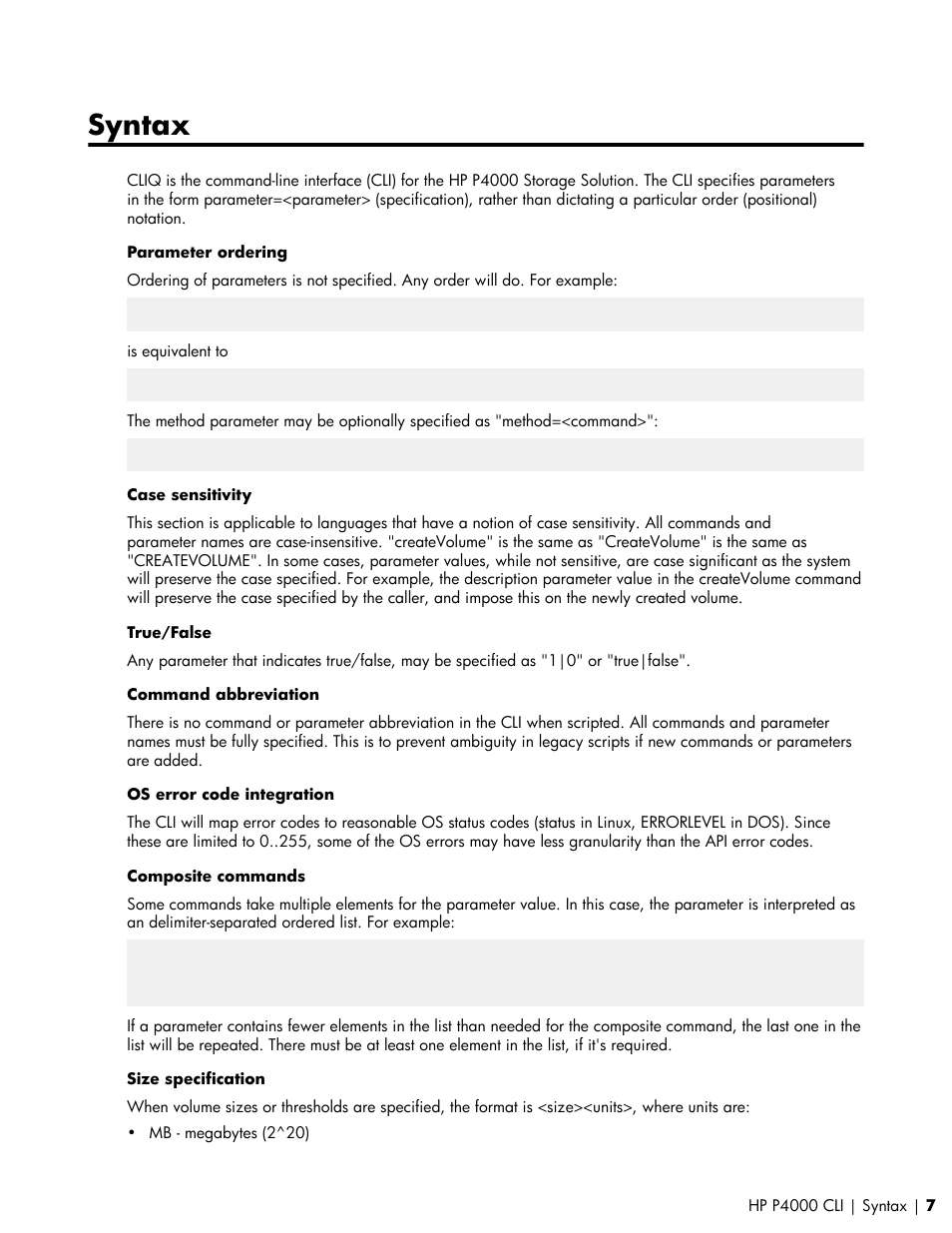 Syntax | HP StoreVirtual VSA Software User Manual | Page 7 / 80