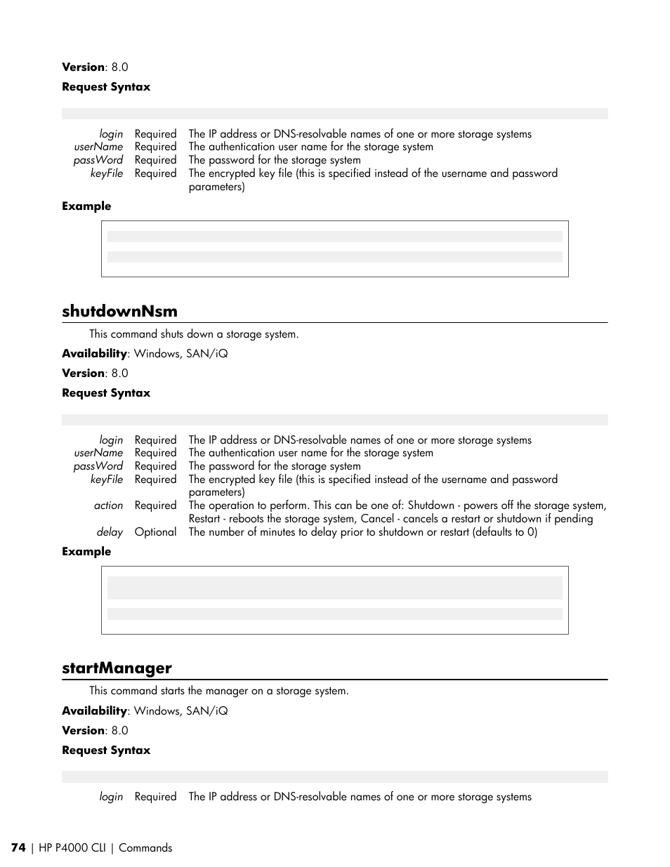 Shutdownnsm, Startmanager | HP StoreVirtual VSA Software User Manual | Page 74 / 80
