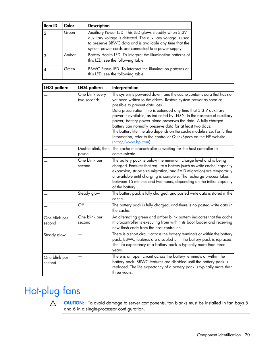 Hot-plug fans | HP ProLiant DL380 G6 Server User Manual | Page 20 / 117