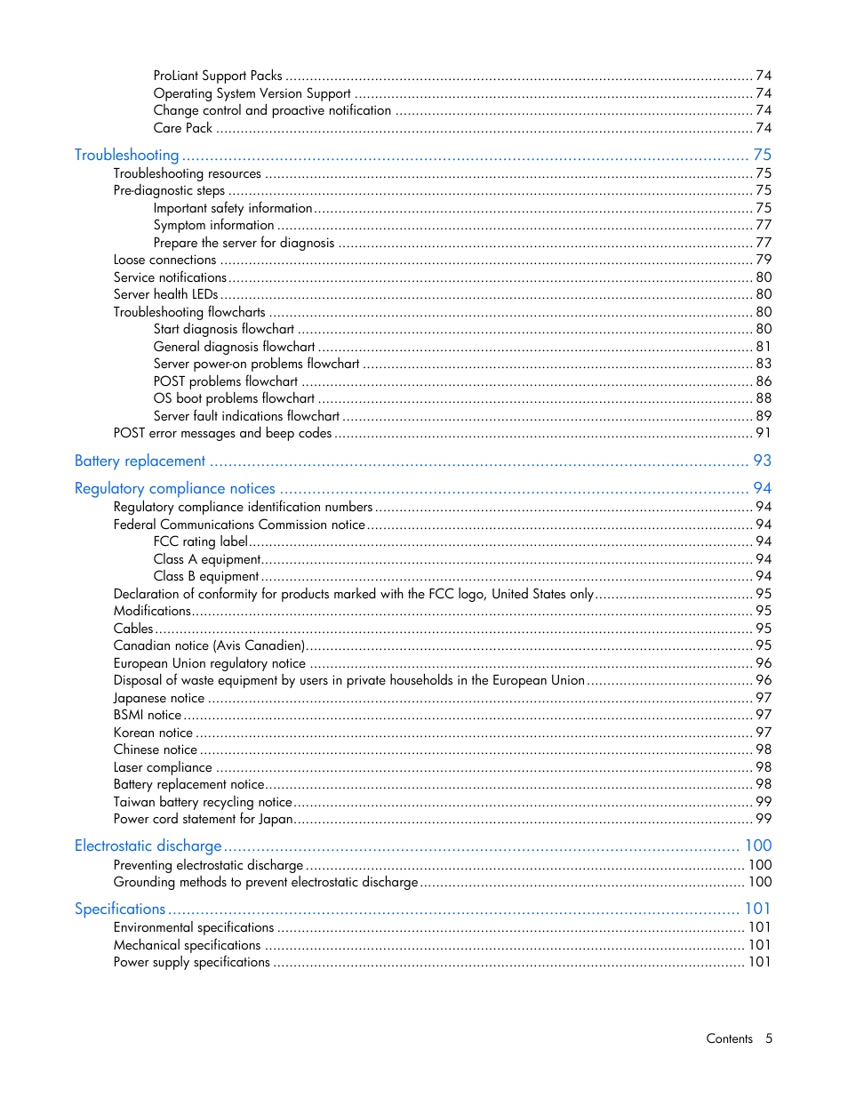 HP ProLiant DL380 G6 Server User Manual | Page 5 / 117