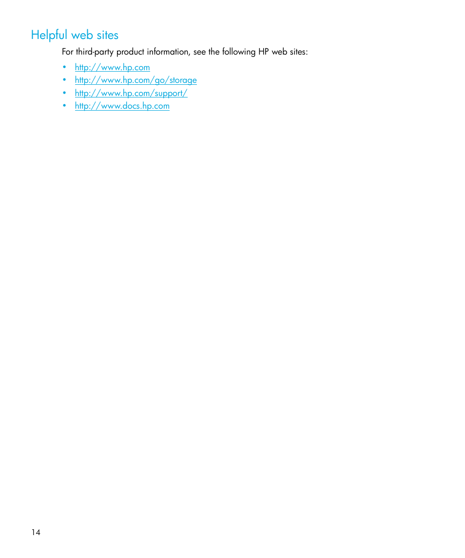 Helpful web sites | HP StorageWorks 2.32 Edge Switch User Manual | Page 14 / 228