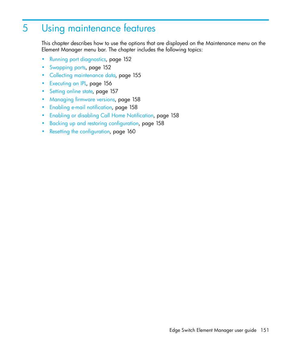 Using maintenance features, 5 using maintenance features, 5using maintenance features | HP StorageWorks 2.32 Edge Switch User Manual | Page 151 / 228