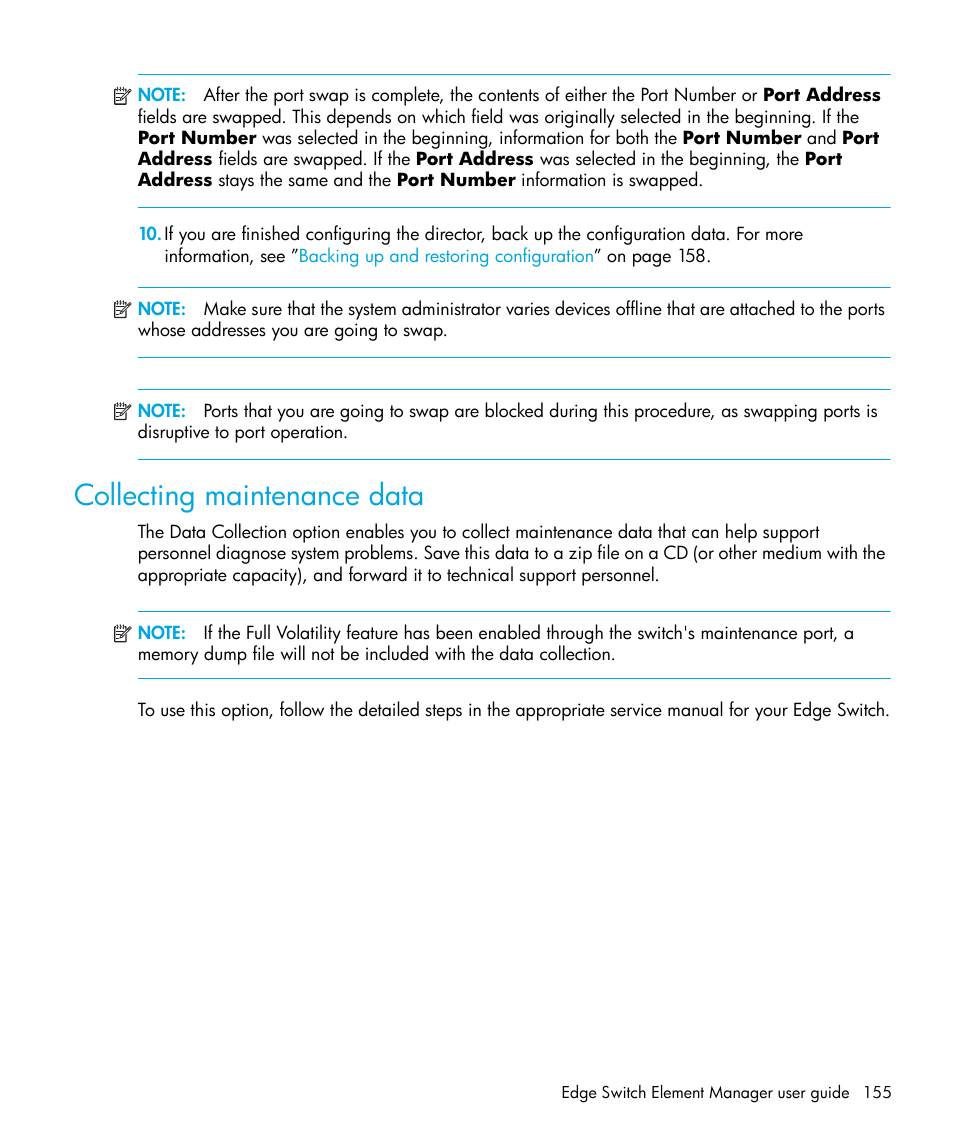 Collecting maintenance data | HP StorageWorks 2.32 Edge Switch User Manual | Page 155 / 228