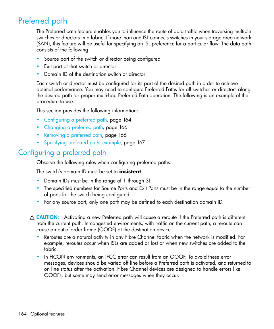 Preferred path, Configuring a preferred path | HP StorageWorks 2.32 Edge Switch User Manual | Page 164 / 228