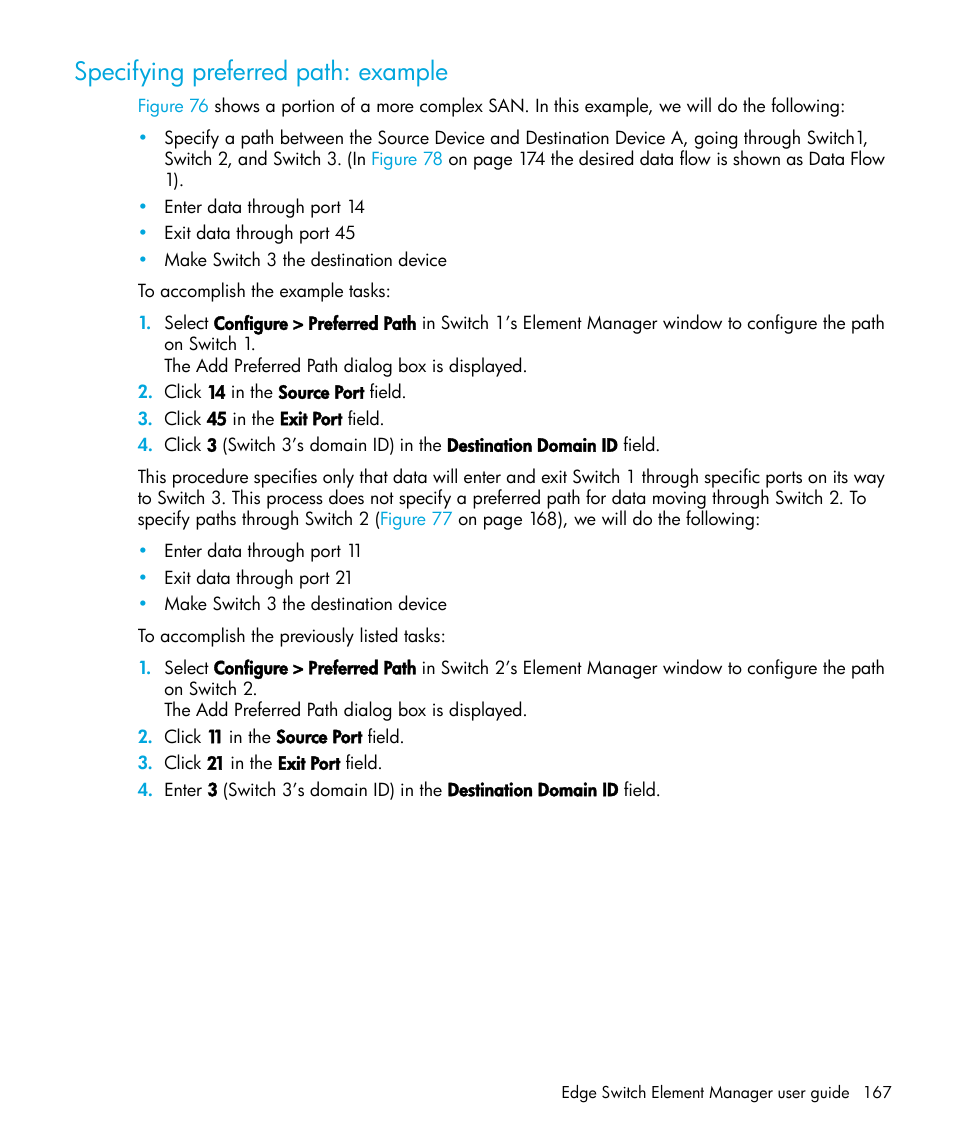 Specifying preferred path: example | HP StorageWorks 2.32 Edge Switch User Manual | Page 167 / 228