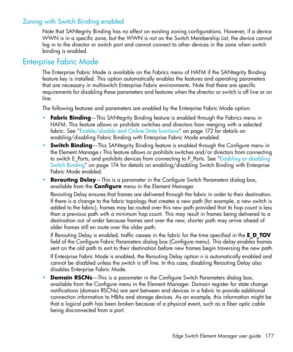 Zoning with switch binding enabled, Enterprise fabric mode | HP StorageWorks 2.32 Edge Switch User Manual | Page 177 / 228
