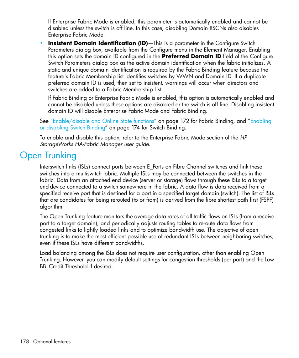 Open trunking | HP StorageWorks 2.32 Edge Switch User Manual | Page 178 / 228
