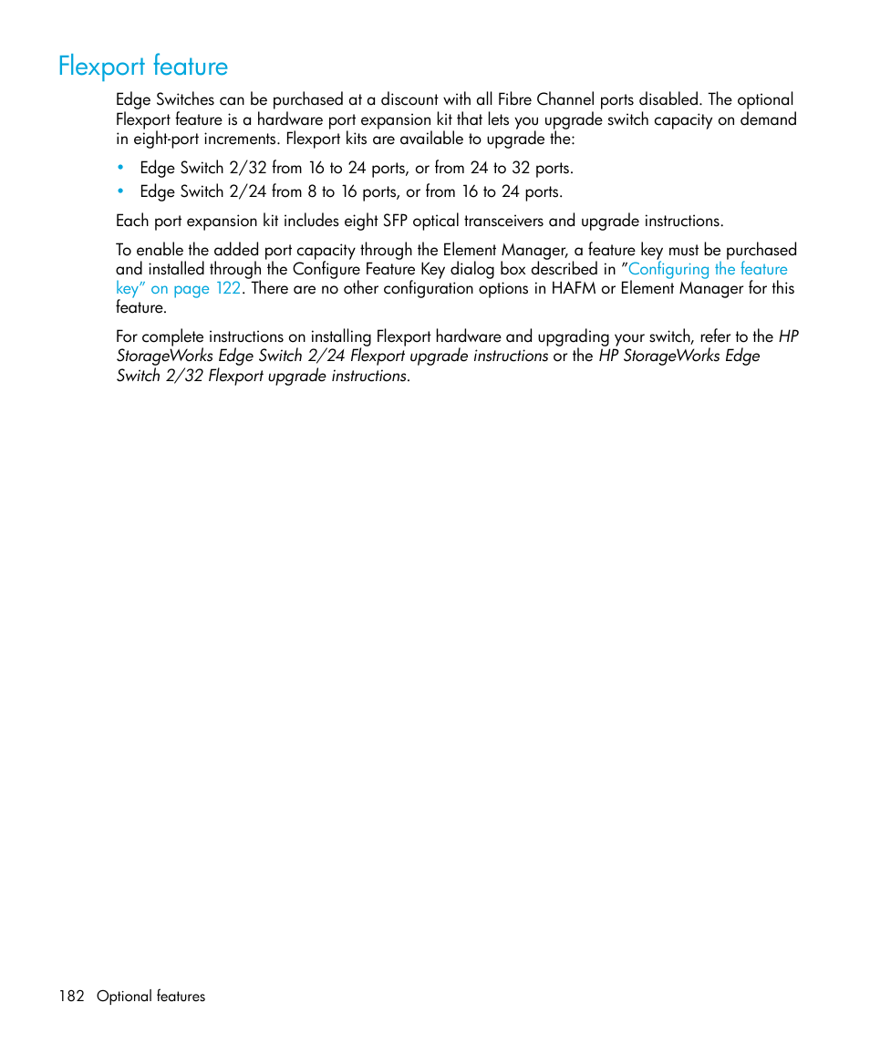 Flexport feature | HP StorageWorks 2.32 Edge Switch User Manual | Page 182 / 228
