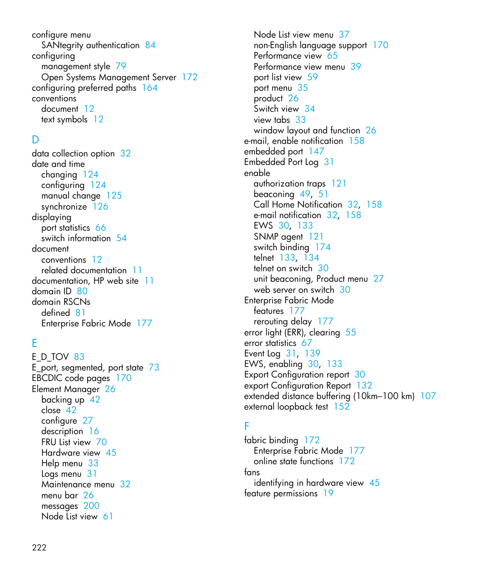 HP StorageWorks 2.32 Edge Switch User Manual | Page 222 / 228