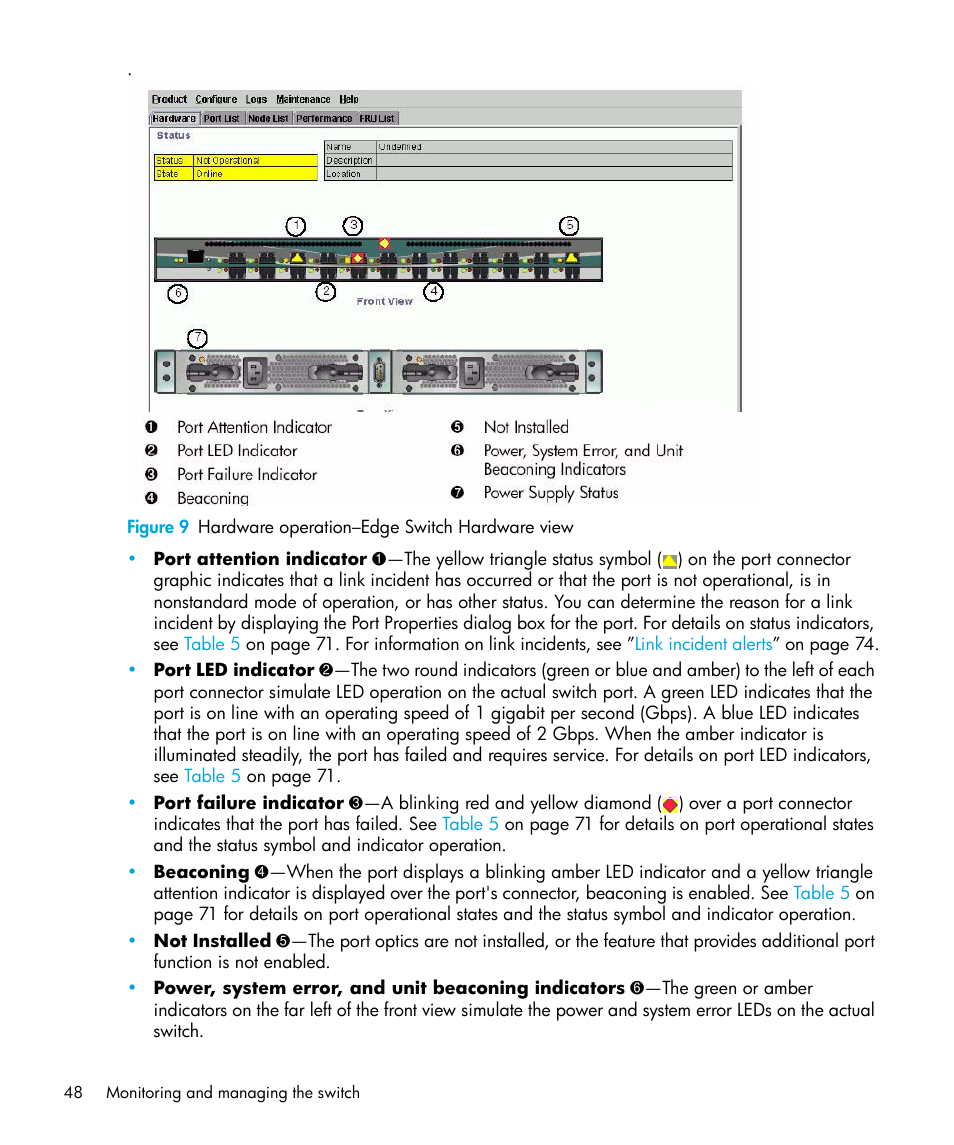 9 hardware operation–edge switch hardware view, Figure 9 | HP StorageWorks 2.32 Edge Switch User Manual | Page 48 / 228