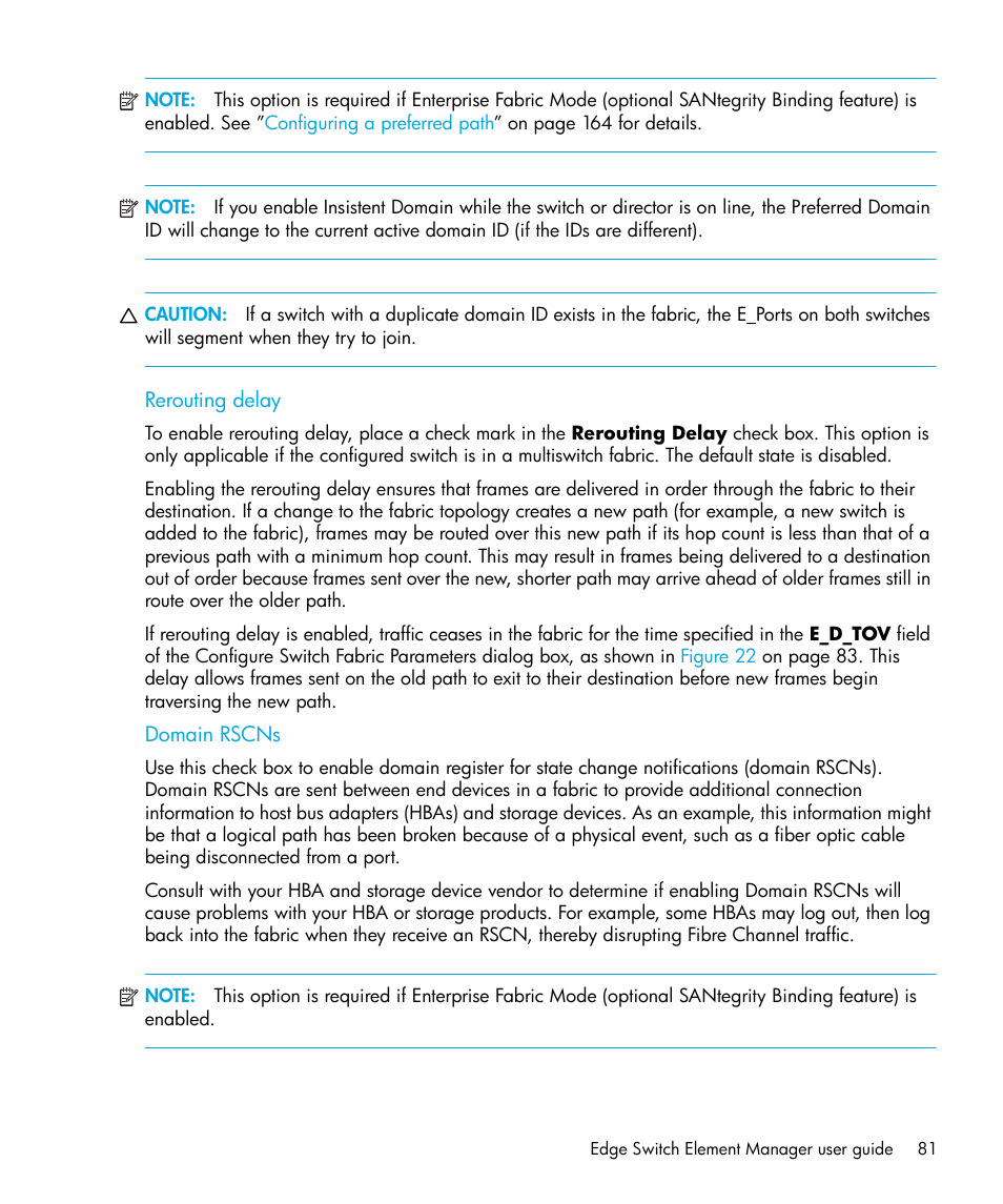 Rerouting delay, Domain rscns | HP StorageWorks 2.32 Edge Switch User Manual | Page 81 / 228