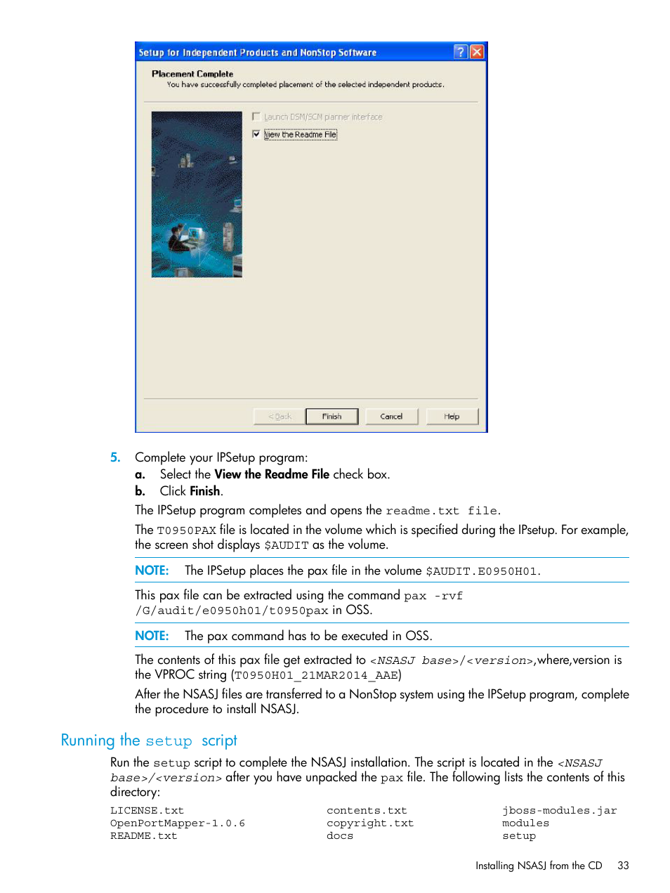 Running the setup script | HP Integrity NonStop H-Series User Manual | Page 33 / 115