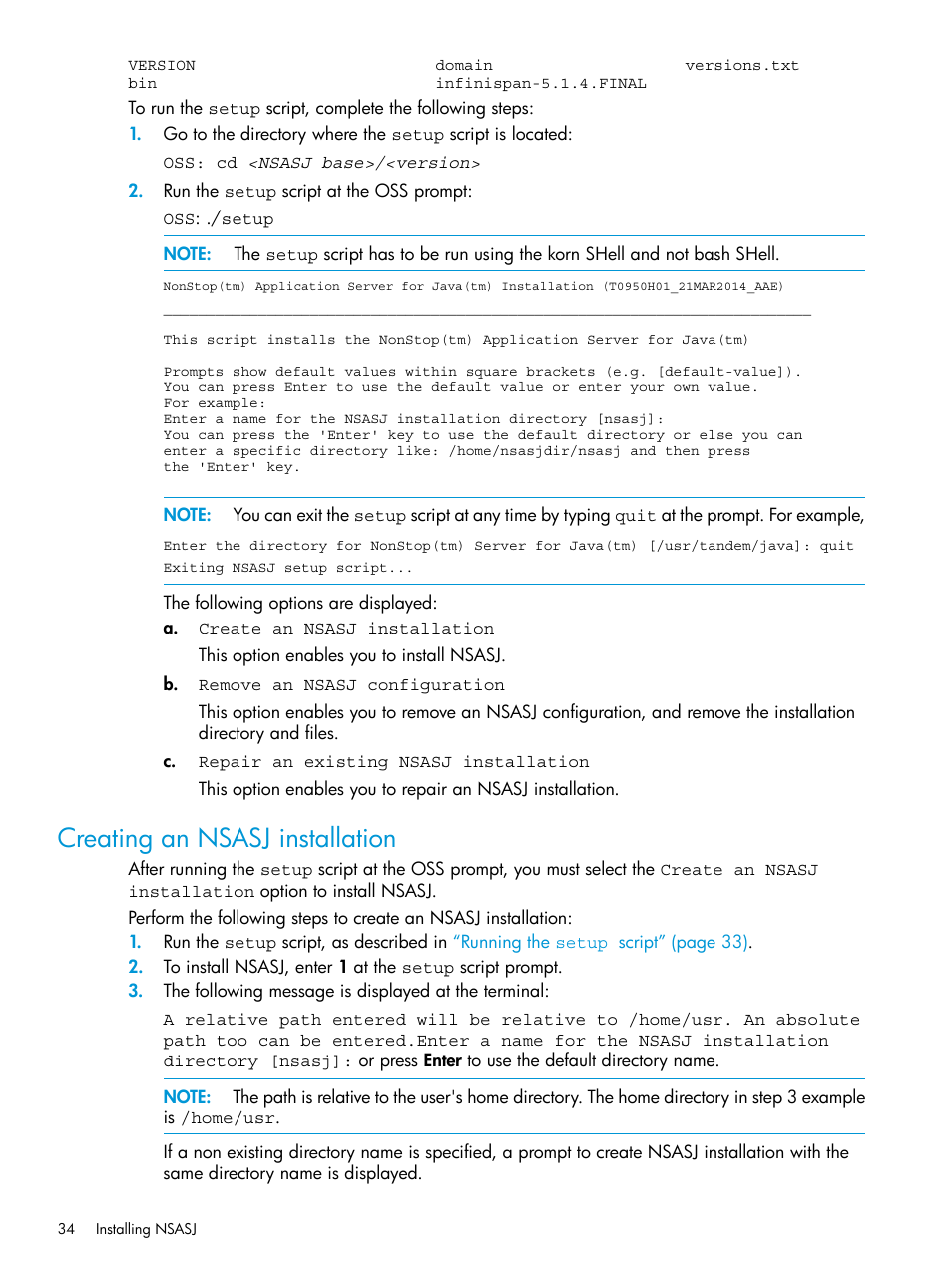 Creating an nsasj installation, Creating an nsasj | HP Integrity NonStop H-Series User Manual | Page 34 / 115