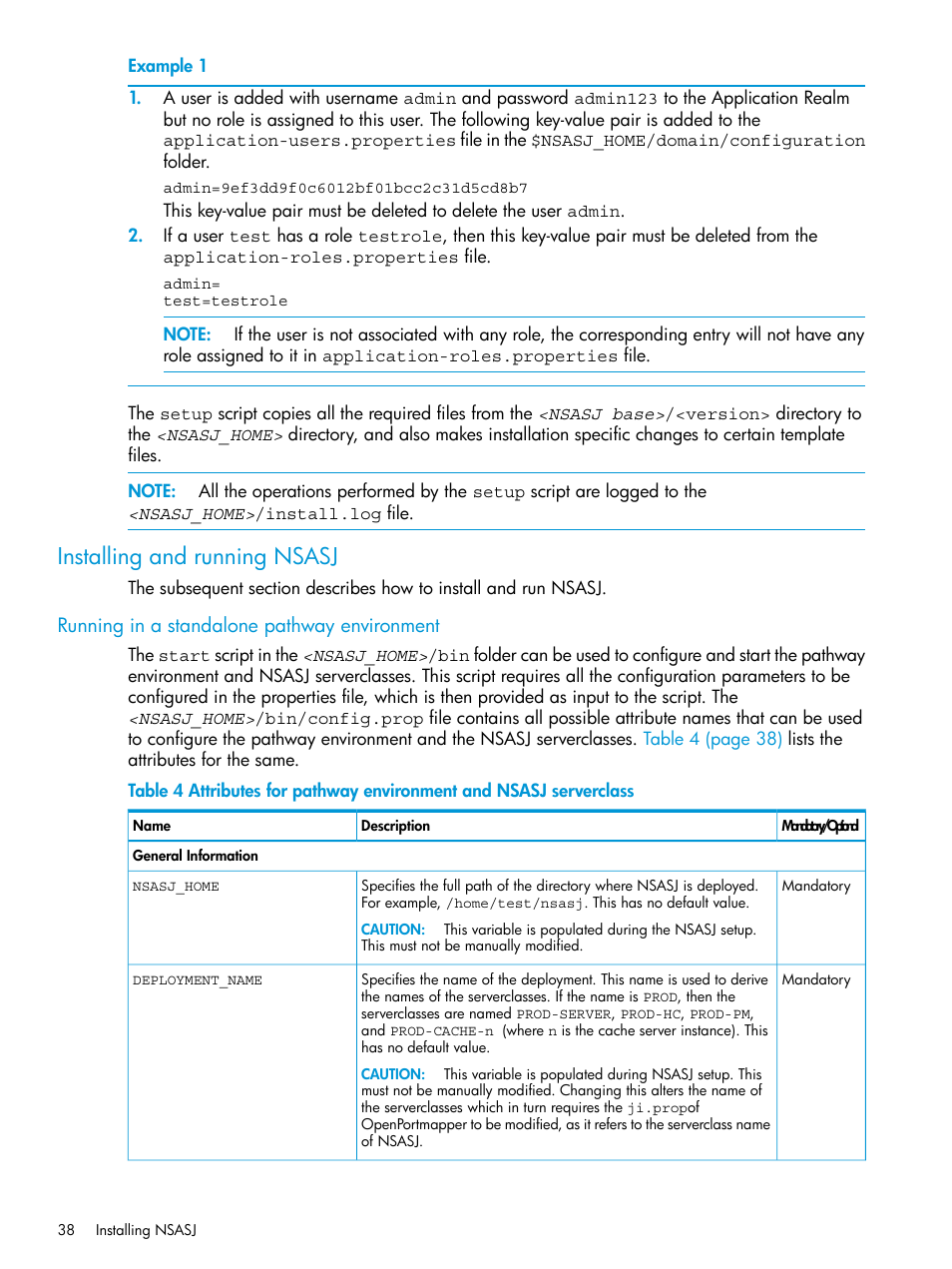 Installing and running nsasj, Running in a standalone pathway environment | HP Integrity NonStop H-Series User Manual | Page 38 / 115