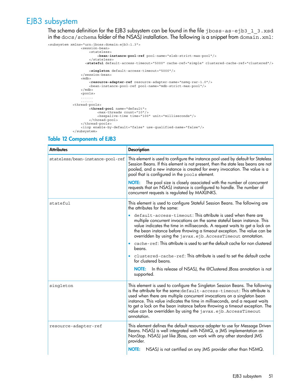 Ejb3 subsystem | HP Integrity NonStop H-Series User Manual | Page 51 / 115