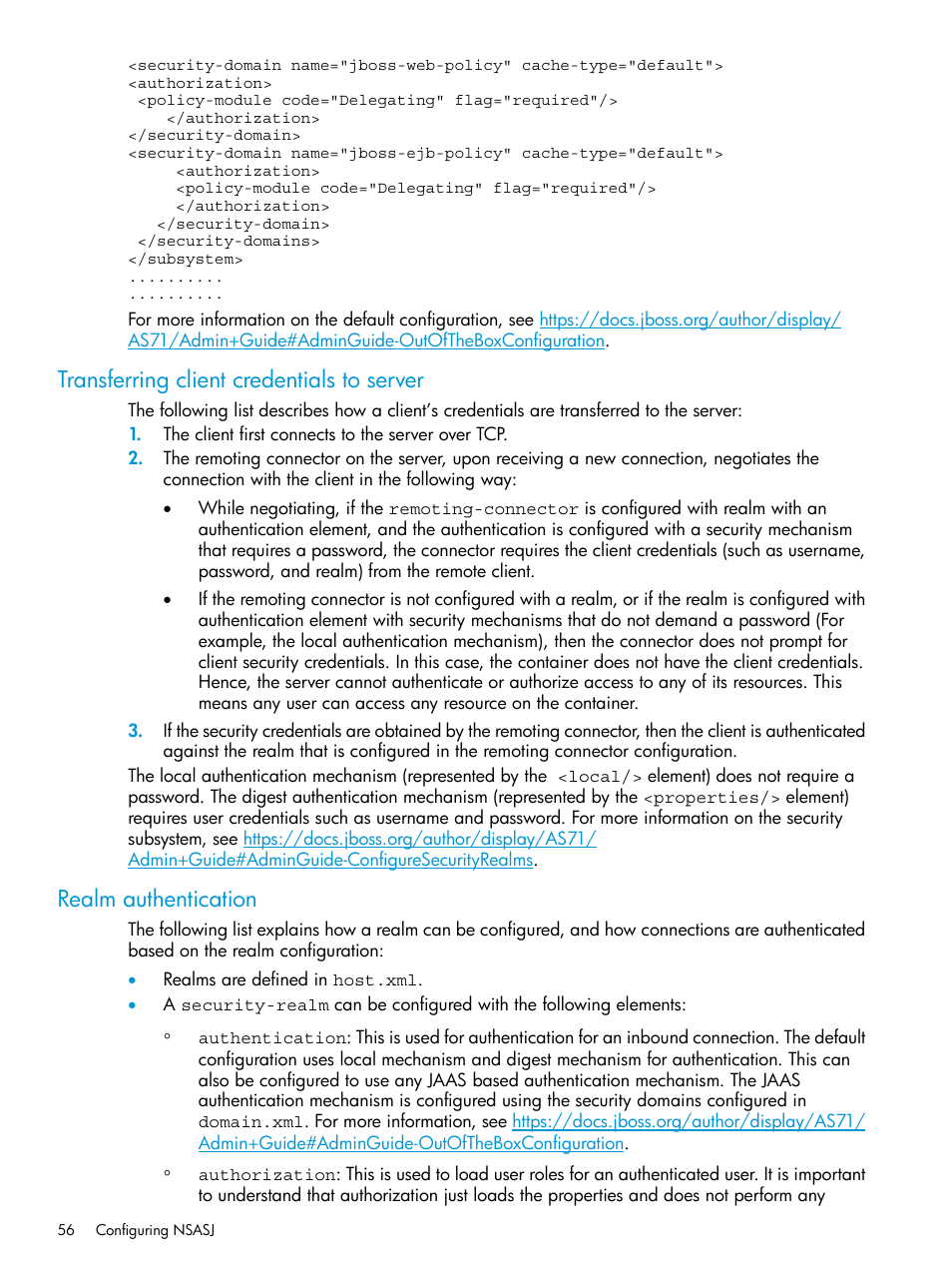 Transferring client credentials to server, Realm authentication | HP Integrity NonStop H-Series User Manual | Page 56 / 115