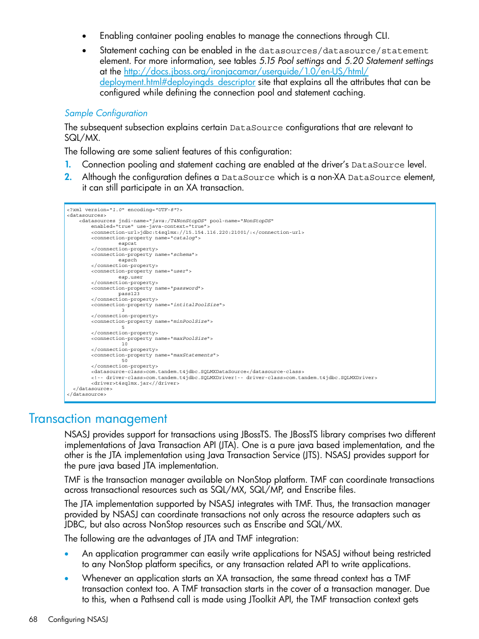 Sample configuration, Transaction management | HP Integrity NonStop H-Series User Manual | Page 68 / 115