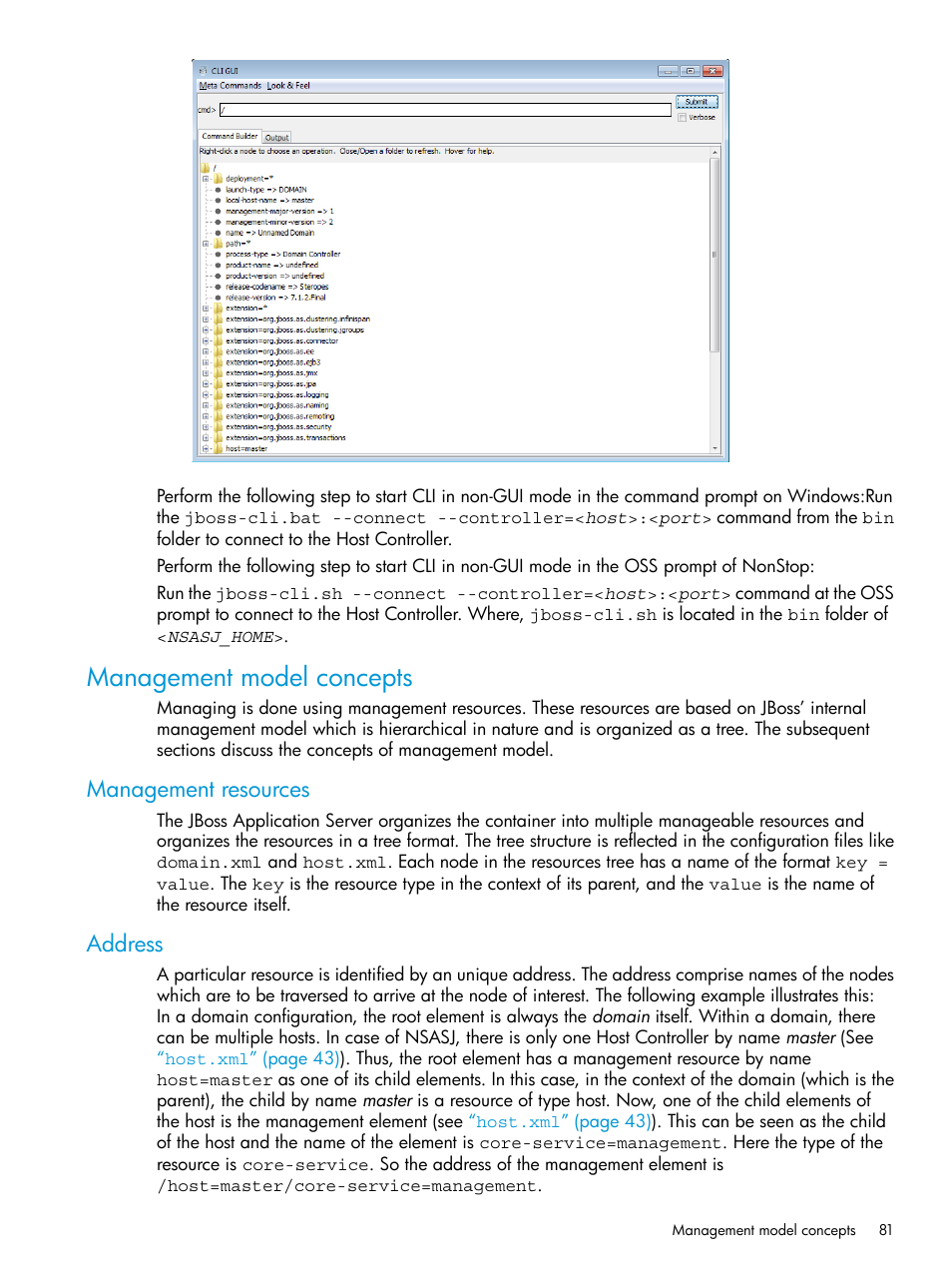 Management model concepts, Management resources, Address | Management resources address | HP Integrity NonStop H-Series User Manual | Page 81 / 115