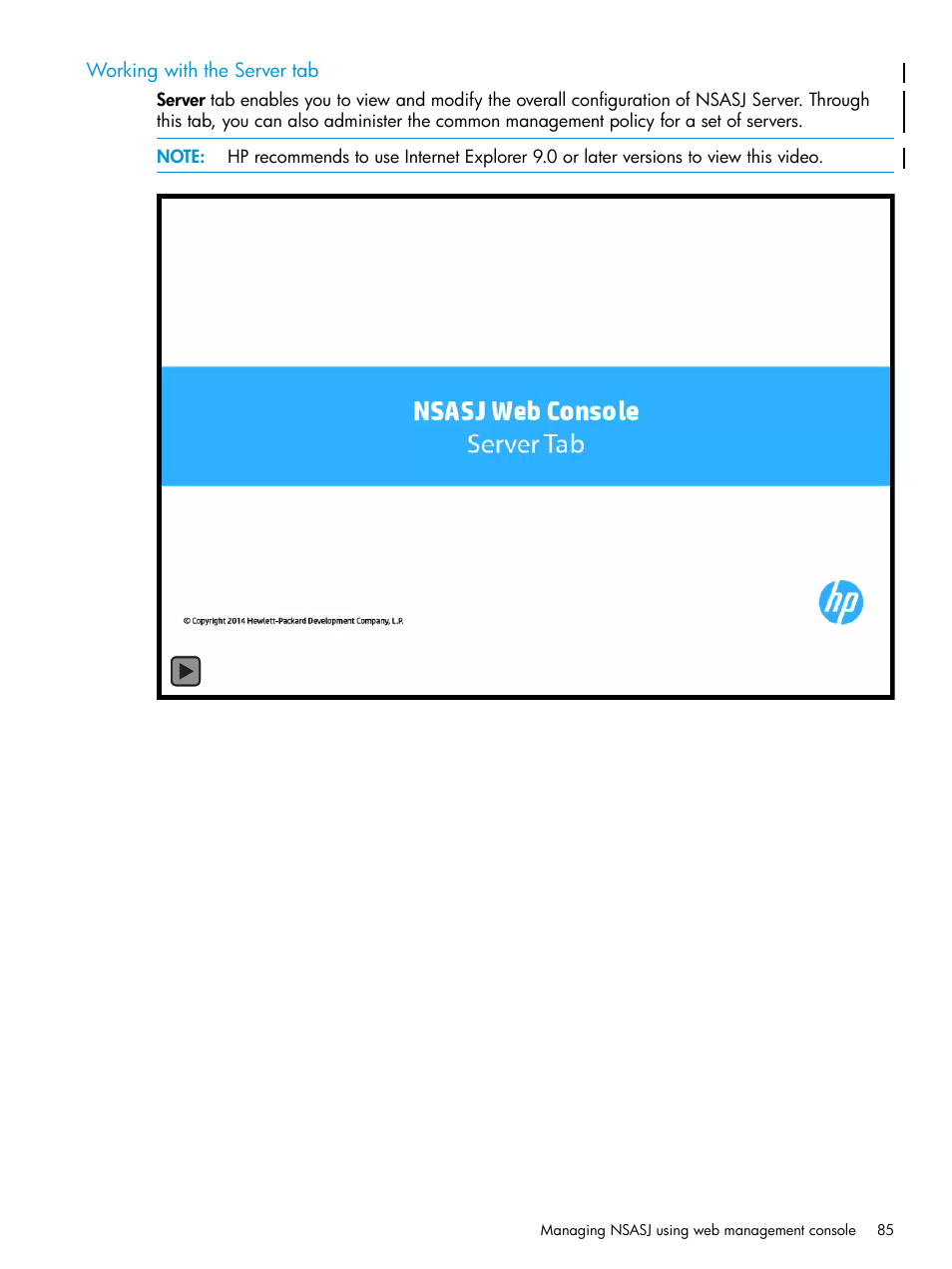 Working with the server tab | HP Integrity NonStop H-Series User Manual | Page 85 / 115