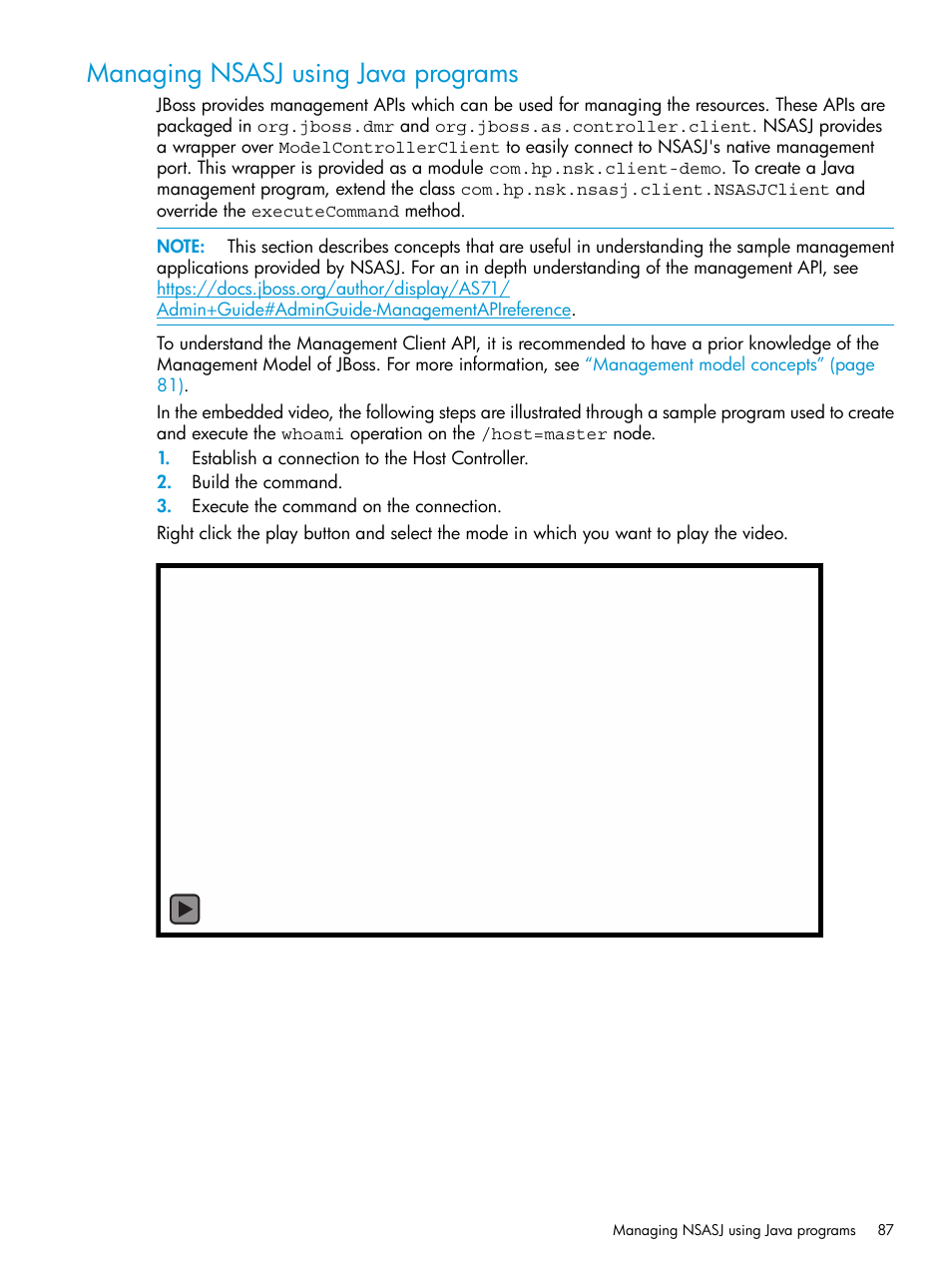 Managing nsasj using java programs | HP Integrity NonStop H-Series User Manual | Page 87 / 115