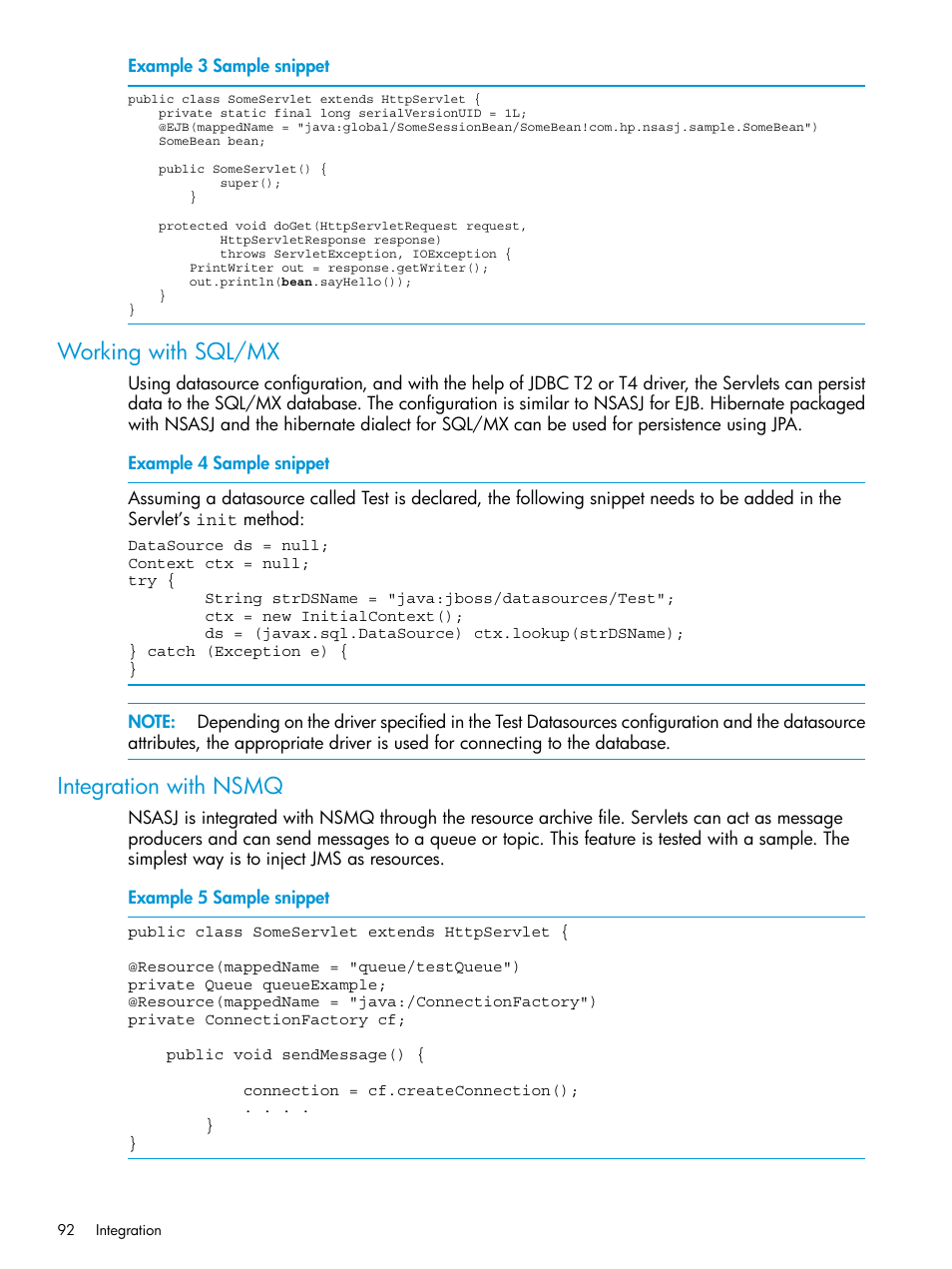 Working with sql/mx, Integration with nsmq, Working with sql/mx integration with nsmq | HP Integrity NonStop H-Series User Manual | Page 92 / 115