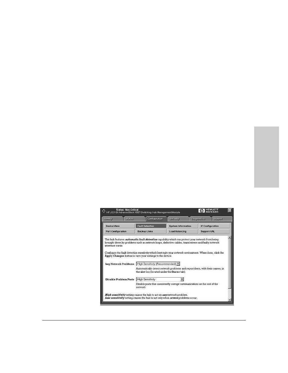 Configuration - fault detection, Configuration - fault detection -7, Fault detection | HP Hub & Switch Management for OV-UX User Manual | Page 41 / 104