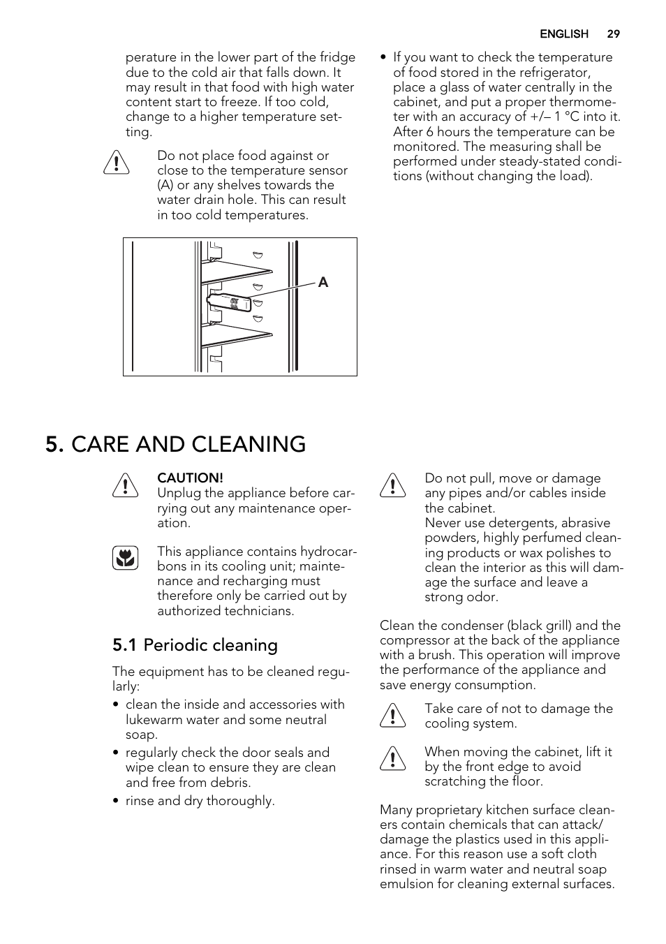 Care and cleaning, 1 periodic cleaning | AEG S73100KDX0 User Manual | Page 29 / 80