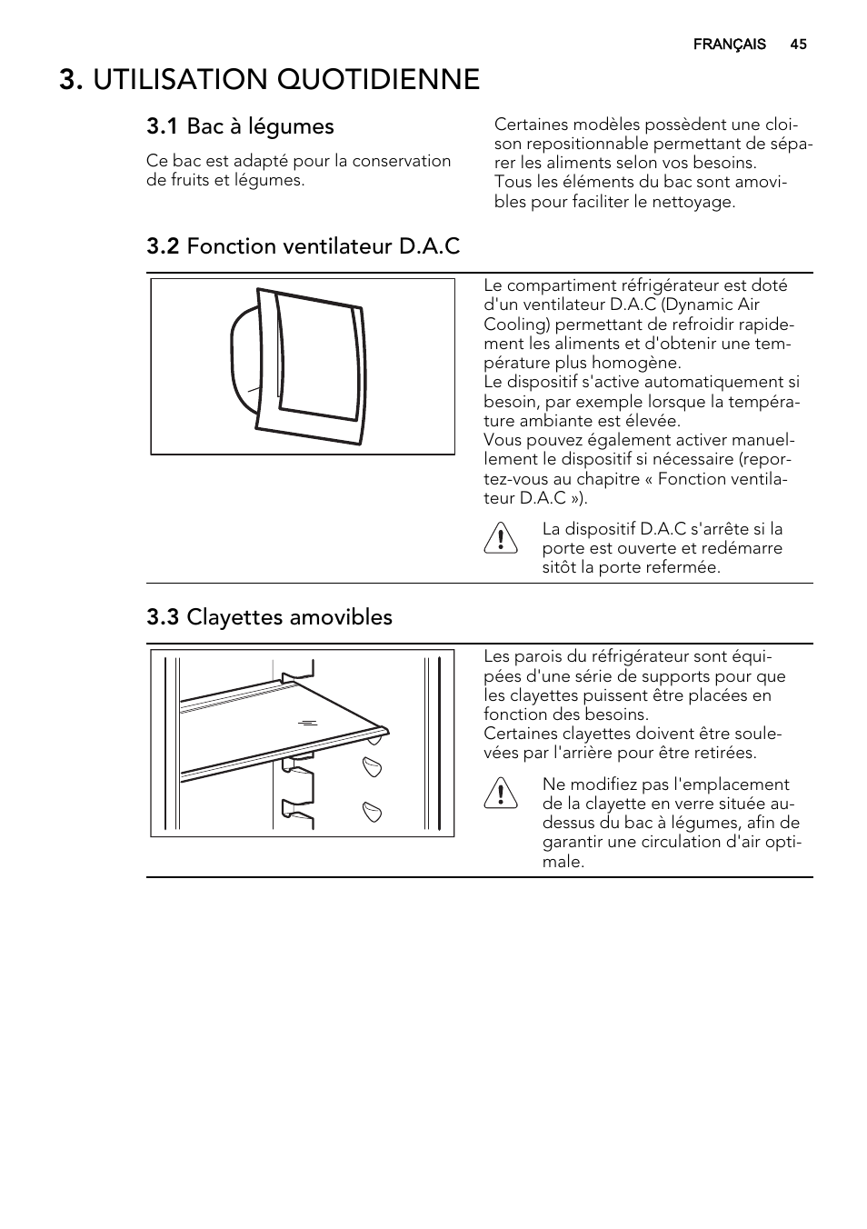 Utilisation quotidienne | AEG S73100KDX0 User Manual | Page 45 / 80